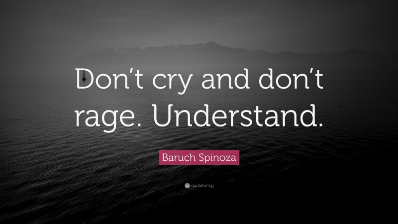 Baruch Spinoza Quote: “Don’t cry and don’t rage. Understand.”