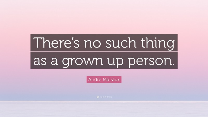 André Malraux Quote: “There’s no such thing as a grown up person.”