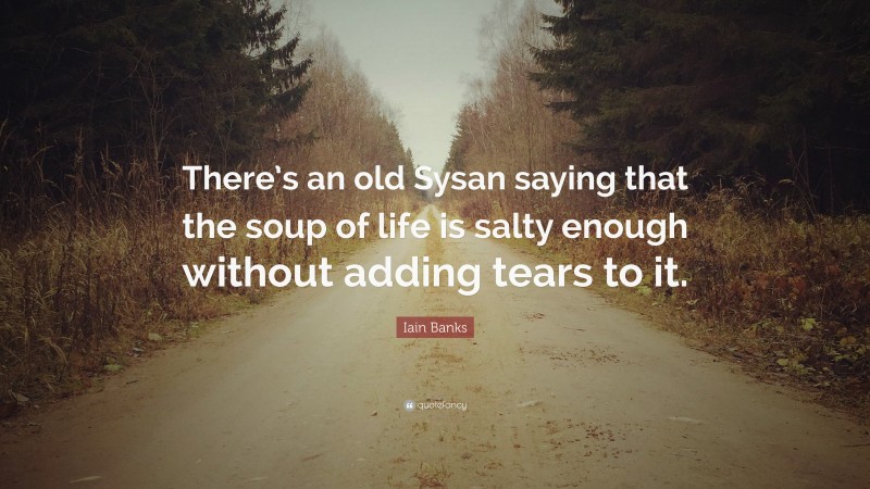 Iain Banks Quote: “There’s an old Sysan saying that the soup of life is salty enough without adding tears to it.”