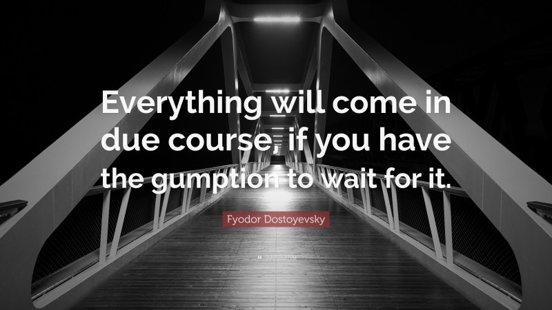 Fyodor Dostoyevsky Quote: “Everything will come in due course, if you have the gumption to wait for it.”