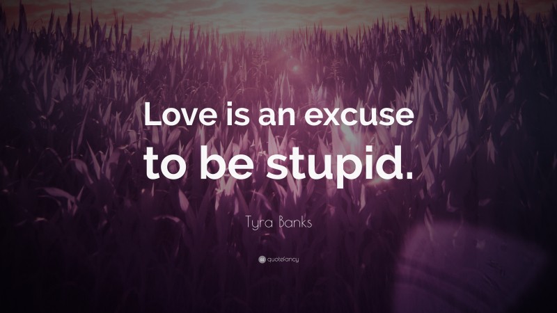 Tyra Banks Quote: “Love is an excuse to be stupid.”