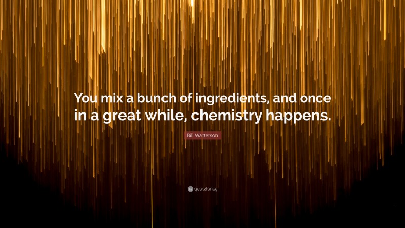 Bill Watterson Quote: “You mix a bunch of ingredients, and once in a great while, chemistry happens.”