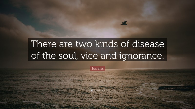 Socrates Quote: “There are two kinds of disease of the soul, vice and ignorance.”