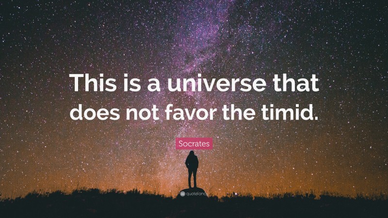 Socrates Quote: “This is a universe that does not favor the timid.”