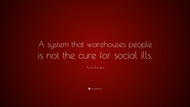 Amiri Baraka Quote: “A system that warehouses people is not the cure for social ills.”