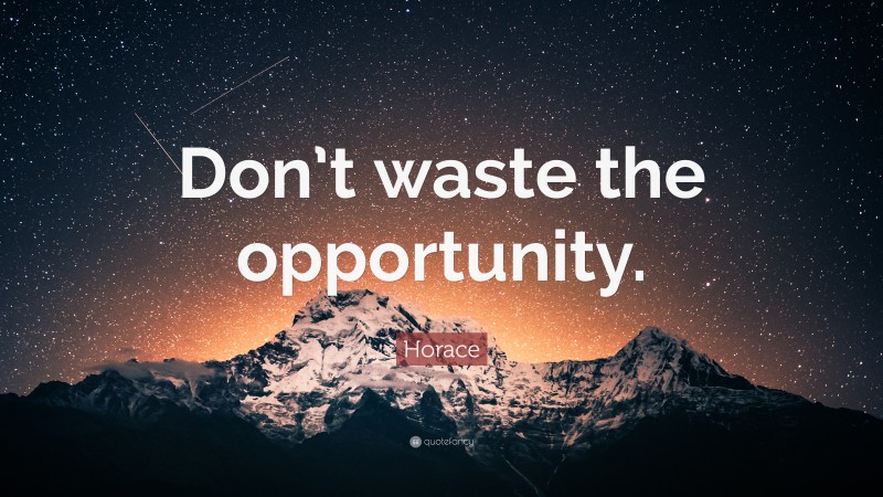Horace Quote: “Don’t waste the opportunity.”