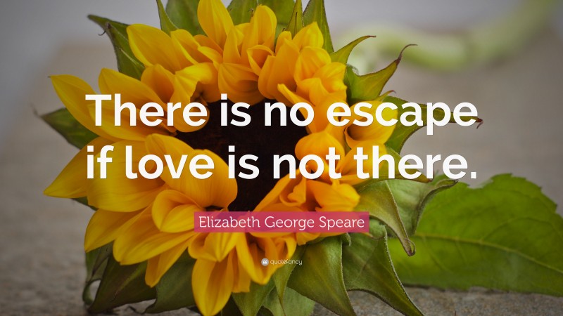 Elizabeth George Speare Quote: “There is no escape if love is not there.”