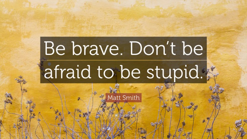 Matt Smith Quote: “Be brave. Don’t be afraid to be stupid.”