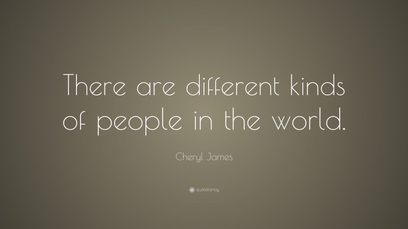 Cheryl James Quote: “There are different kinds of people in the world.”