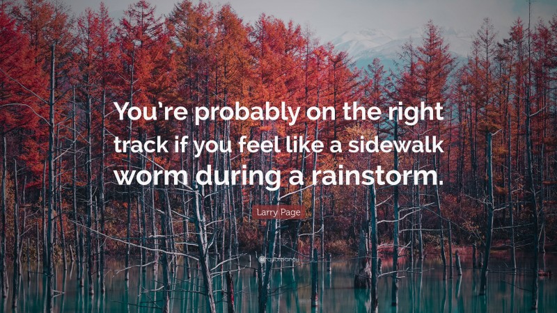 Larry Page Quote: “You’re probably on the right track if you feel like a sidewalk worm during a rainstorm.”
