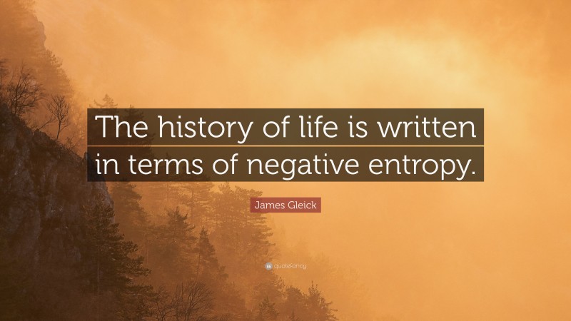 James Gleick Quote: “The history of life is written in terms of negative entropy.”