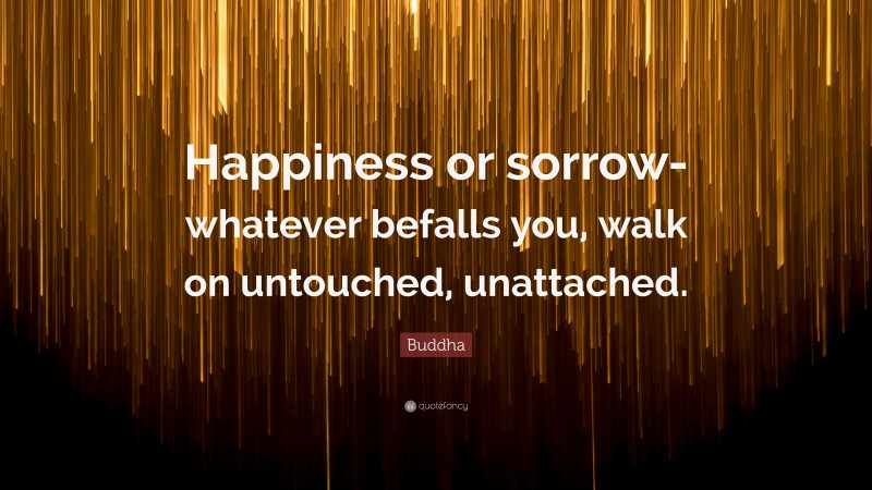 Buddha Quote: “Happiness or sorrow- whatever befalls you, walk on untouched, unattached.”