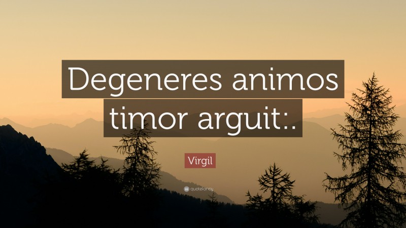 Virgil Quote: “Degeneres animos timor arguit:.”