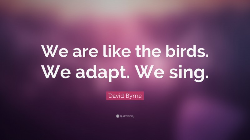 David Byrne Quote: “We are like the birds. We adapt. We sing.”
