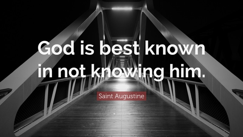 Saint Augustine Quote: “God is best known in not knowing him.”
