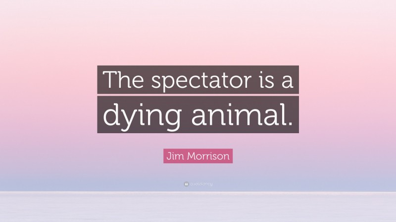 Jim Morrison Quote: “The spectator is a dying animal.”