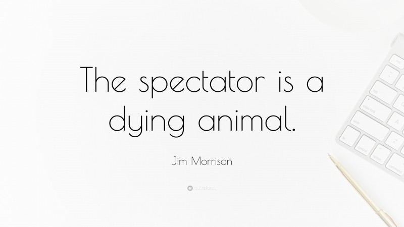 Jim Morrison Quote: “The spectator is a dying animal.”