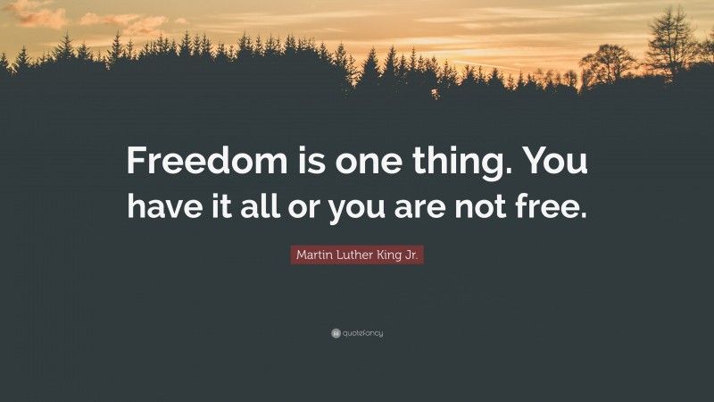 Martin Luther King Jr. Quote: “Freedom is one thing. You have it all or you are not free.”