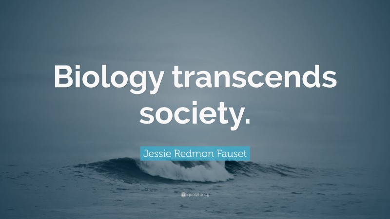 Jessie Redmon Fauset Quote: “Biology transcends society.”