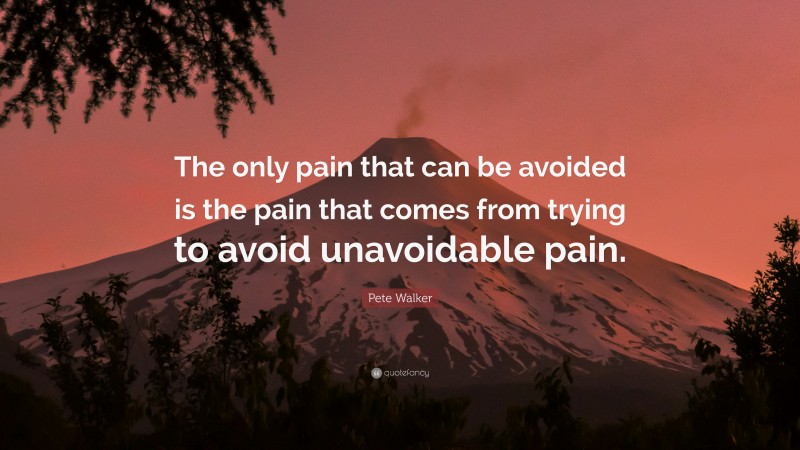 Pete Walker Quote: “The only pain that can be avoided is the pain that comes from trying to avoid unavoidable pain.”