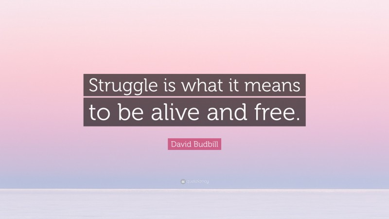 David Budbill Quote: “Struggle is what it means to be alive and free.”
