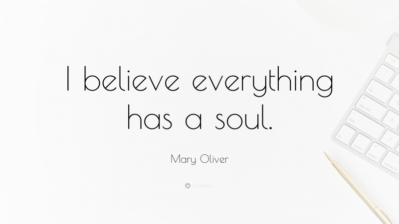 Mary Oliver Quote: “I believe everything has a soul.”