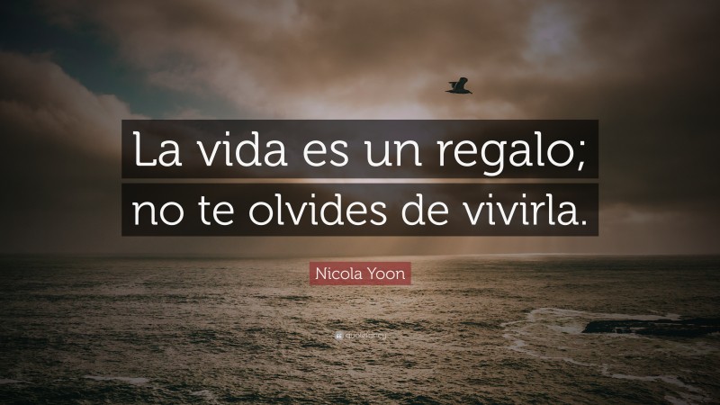 Nicola Yoon Quote: “La vida es un regalo; no te olvides de vivirla.”
