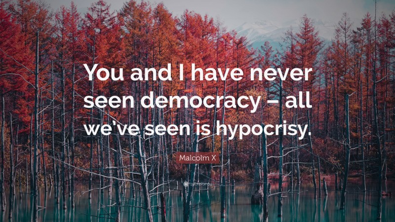 Malcolm X Quote: “You and I have never seen democracy – all we’ve seen is hypocrisy.”