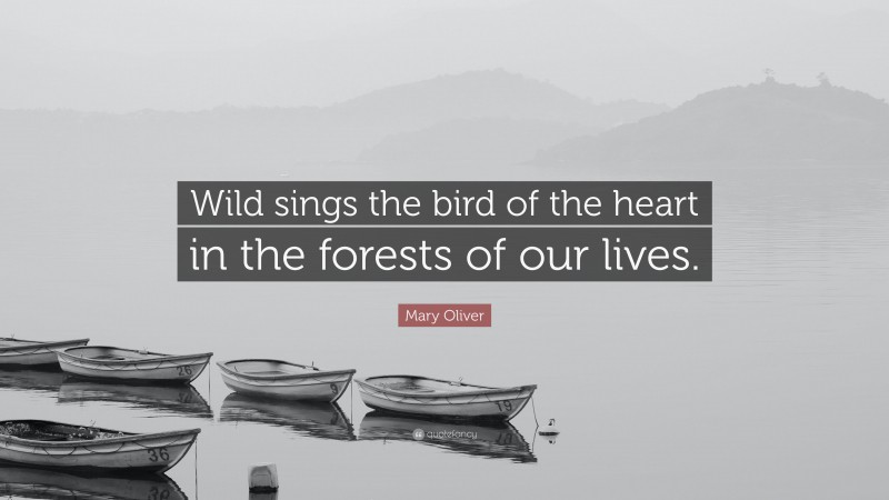 Mary Oliver Quote: “Wild sings the bird of the heart in the forests of our lives.”