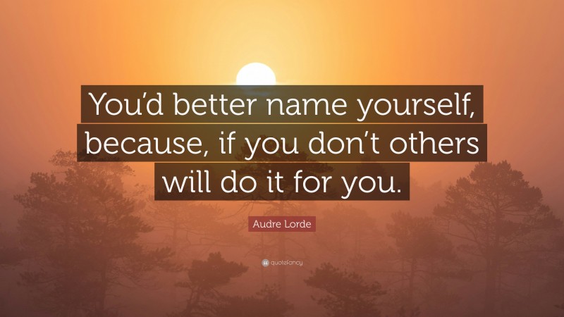 Audre Lorde Quote: “You’d better name yourself, because, if you don’t others will do it for you.”