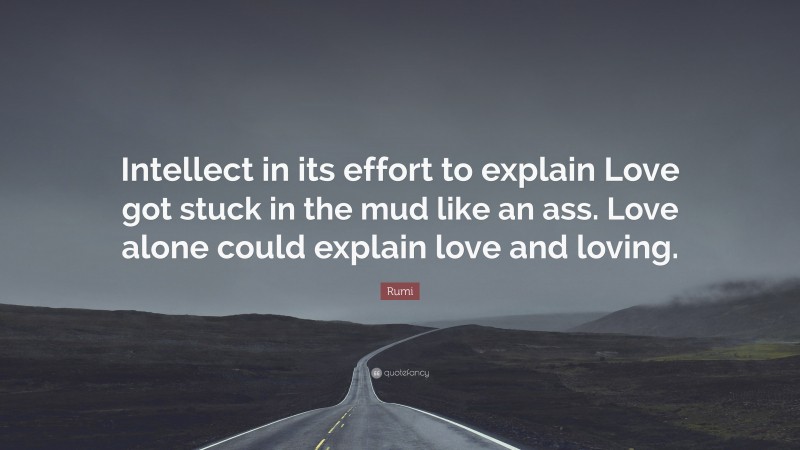 Rumi Quote: “Intellect in its effort to explain Love got stuck in the mud like an ass. Love alone could explain love and loving.”
