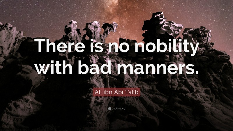 Ali ibn Abi Talib Quote: “There is no nobility with bad manners.”
