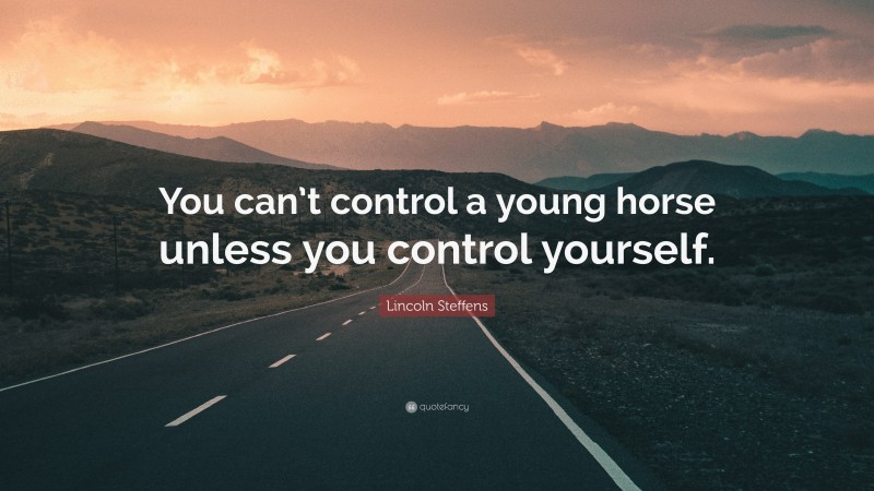 Lincoln Steffens Quote: “You can’t control a young horse unless you control yourself.”