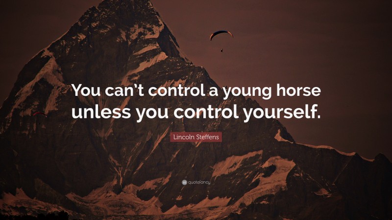 Lincoln Steffens Quote: “You can’t control a young horse unless you control yourself.”