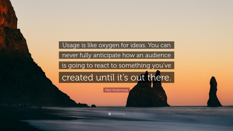 Matt Mullenweg Quote: “Usage is like oxygen for ideas. You can never fully anticipate how an audience is going to react to something you’ve created until it’s out there.”