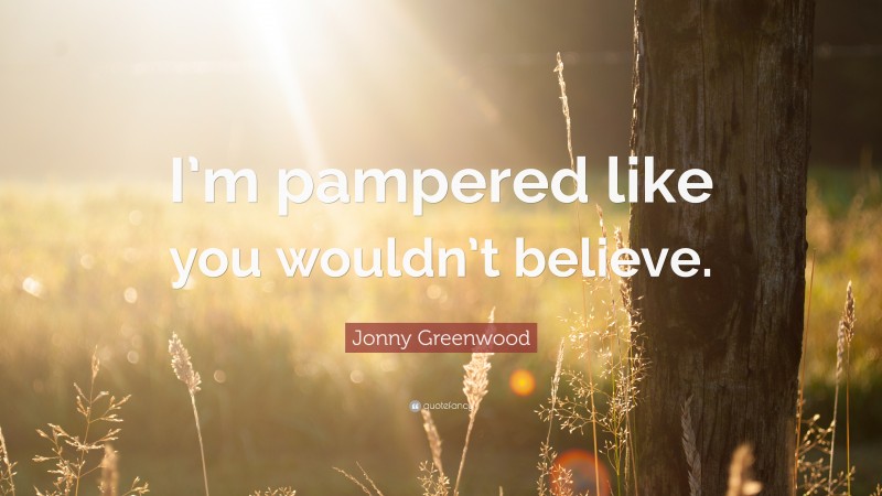 Jonny Greenwood Quote: “I’m pampered like you wouldn’t believe.”