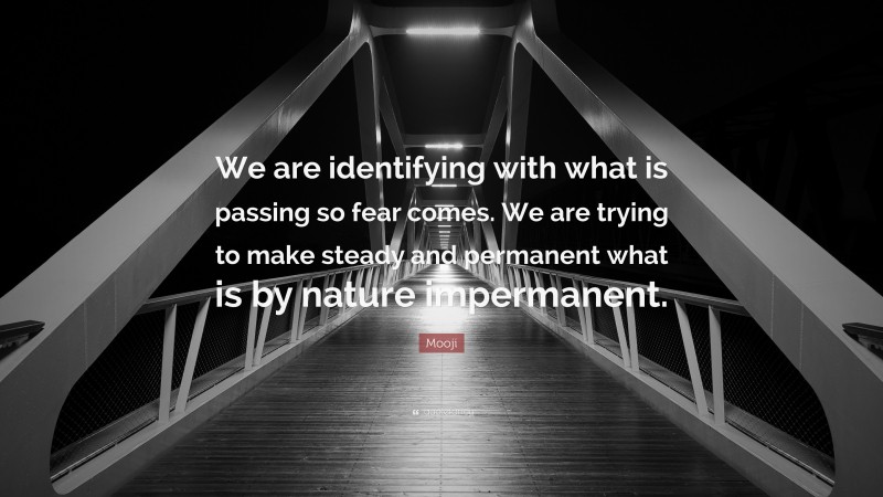 Mooji Quote: “We are identifying with what is passing so fear comes. We are trying to make steady and permanent what is by nature impermanent.”