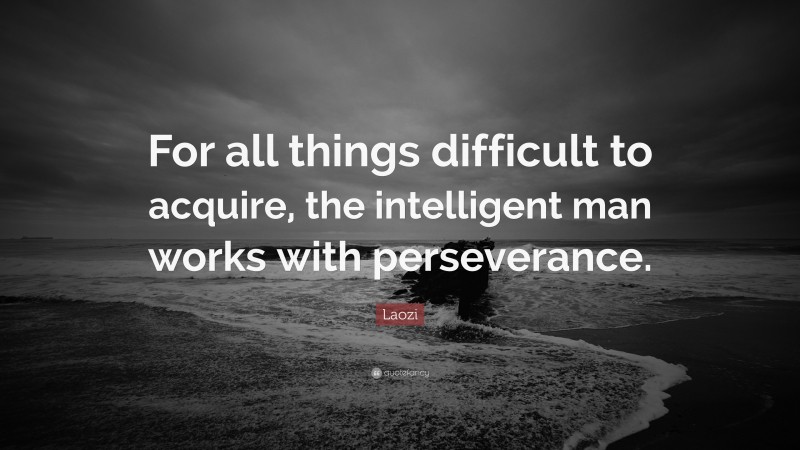 Laozi Quote: “For all things difficult to acquire, the intelligent man works with perseverance.”