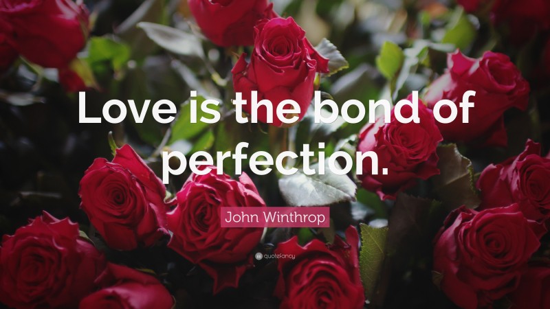 John Winthrop Quote: “Love is the bond of perfection.”