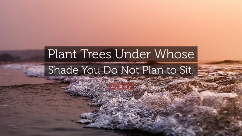 Jay Shetty Quote: “Plant Trees Under Whose Shade You Do Not Plan to Sit.”