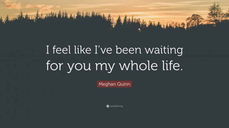 Meghan Quinn Quote: “I feel like I’ve been waiting for you my whole life.”