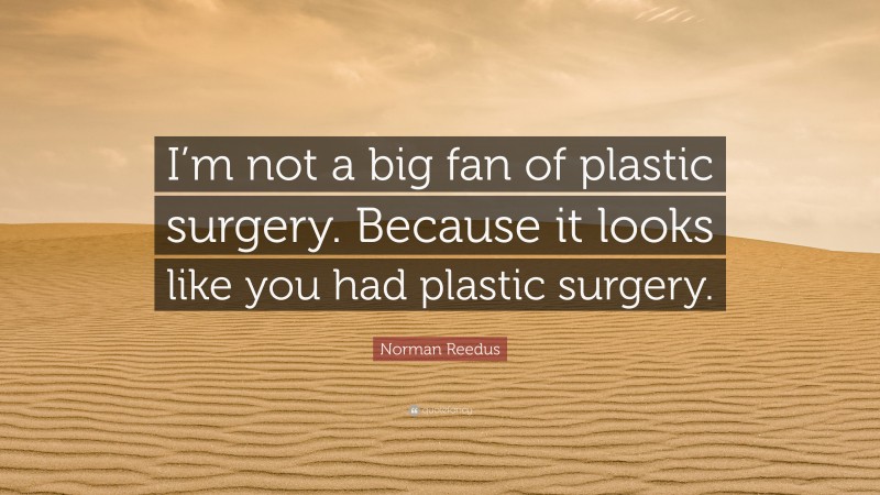 Norman Reedus Quote: “I’m not a big fan of plastic surgery. Because it looks like you had plastic surgery.”