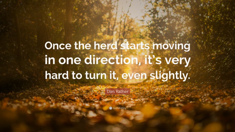 Dan Rather Quote: “Once the herd starts moving in one direction, it’s very hard to turn it, even slightly.”