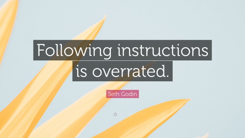 Seth Godin Quote: “Following instructions is overrated.”