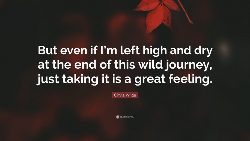 Olivia Wilde Quote: “But even if I’m left high and dry at the end of this wild journey, just taking it is a great feeling.”