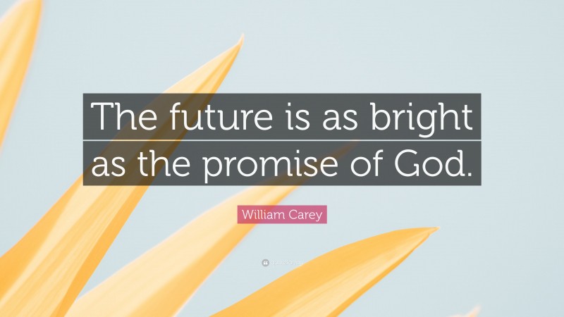William Carey Quote: “The future is as bright as the promise of God.”