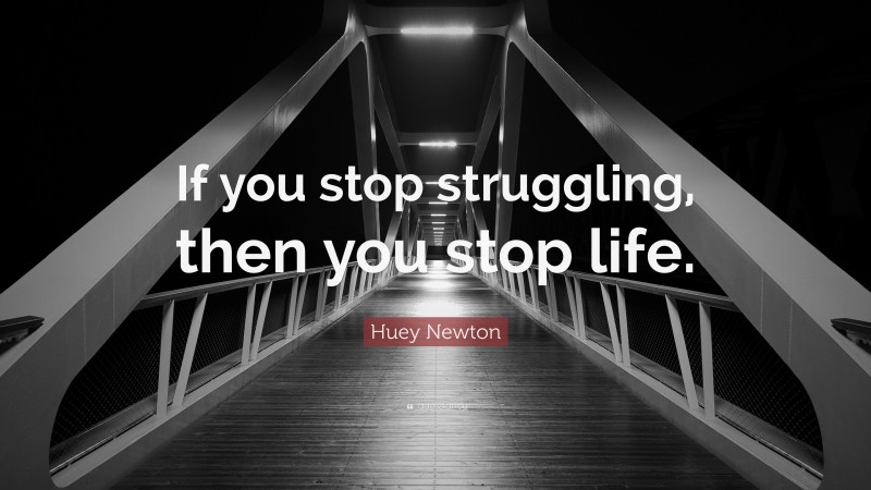 Huey Newton Quote: “If you stop struggling, then you stop life.”