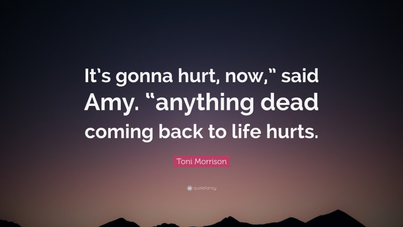 Toni Morrison Quote: “It’s gonna hurt, now,” said Amy. “anything dead coming back to life hurts.”