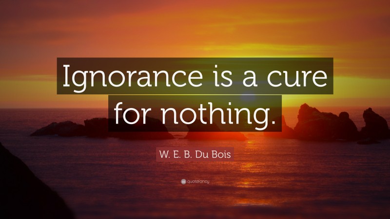 W. E. B. Du Bois Quote: “Ignorance is a cure for nothing.”