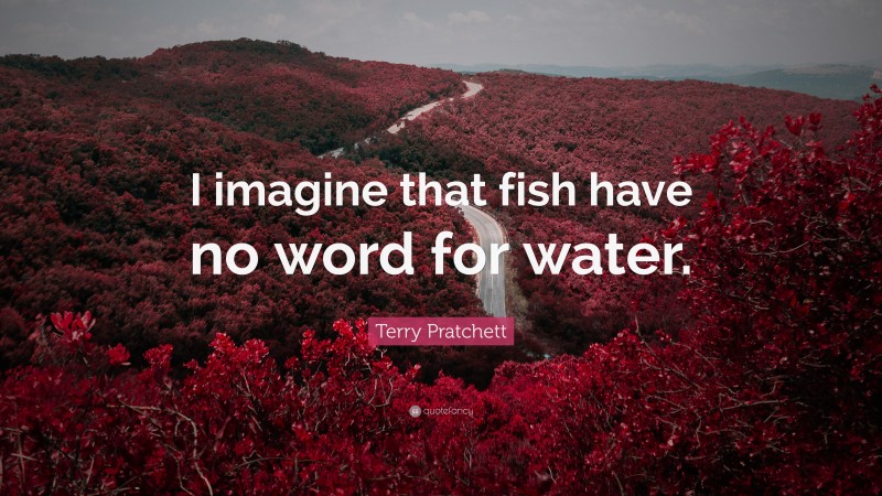 Terry Pratchett Quote: “I imagine that fish have no word for water.”